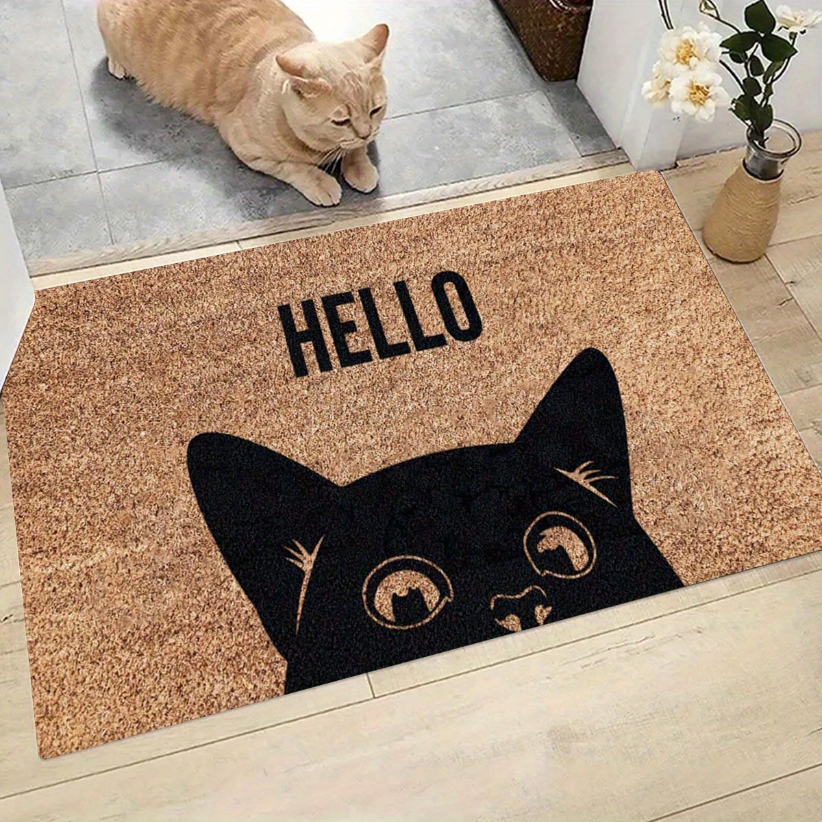 

1pc Cat Pattern Non-slip Door Mat Hallway Kitchen Bathroom Balcony Floor Interior And Exterior Decorative Door Mat