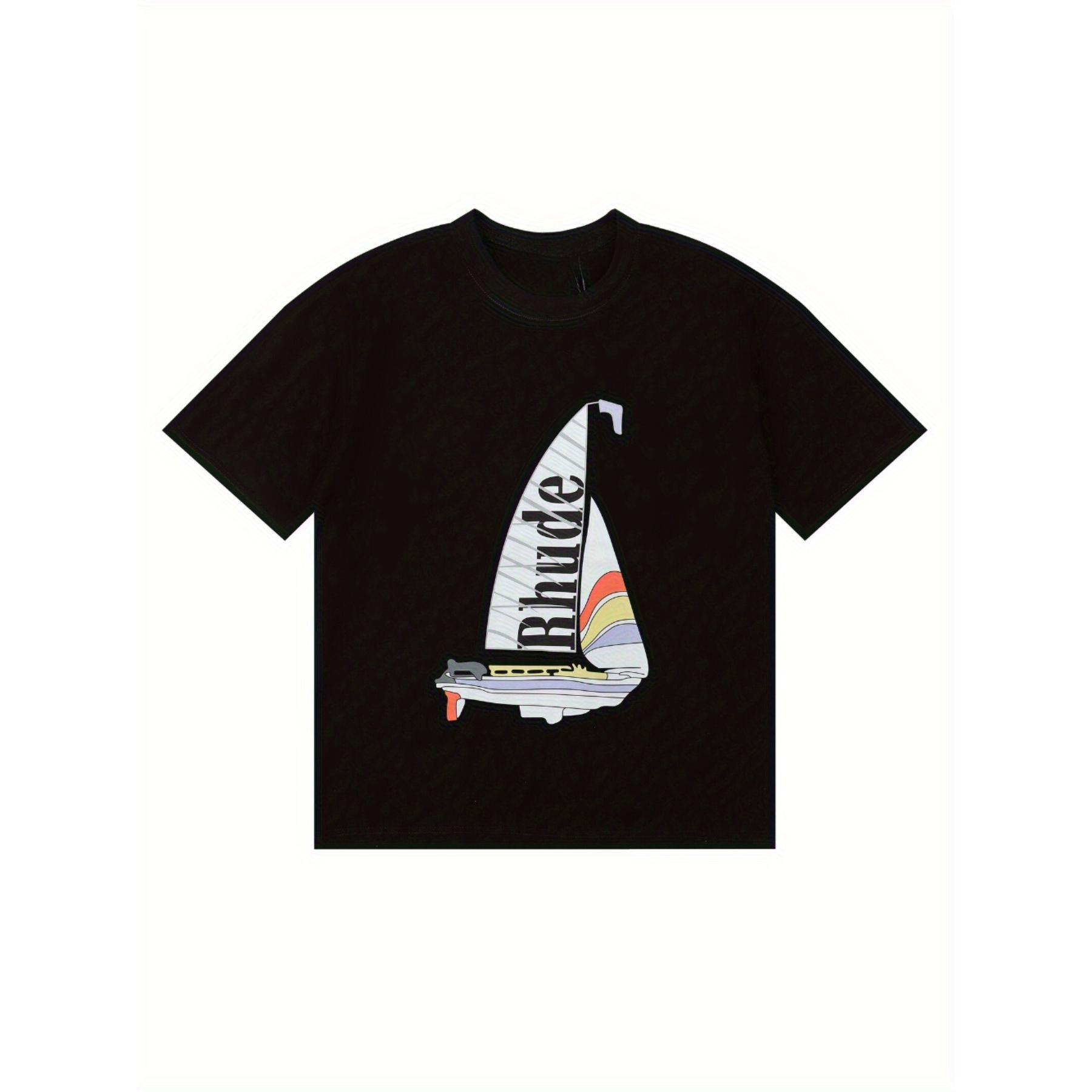 

Premium Double Yarn Short Sleeve Printed Sailing T-shirt-soft, Breathable, Casual Loose Suitable For Summer-high Quality Graphic T-shirt, Suitable For Men