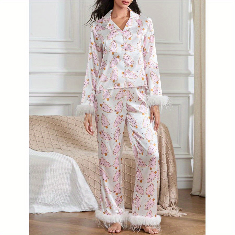 

2pcs Christmas Set For Women - Polyester V- Lounge // , , - Fall/