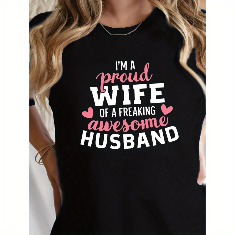 

Wife Husband Cotton Women's T-shirt With Comfortable Fit