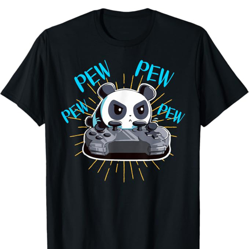 

Panda Printed, Men's Cotton Graphic T-shirt, Casual Short Sleeve Crew Neck , Men's Tee For Outdoor