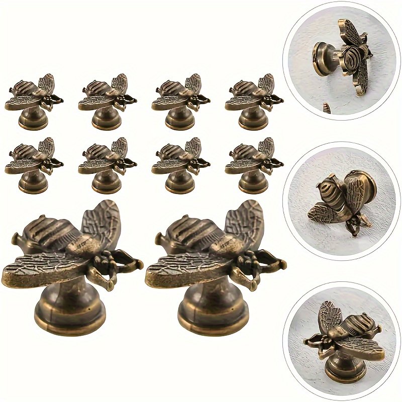 

10-pack Zinc Alloy Bee Shaped Cabinet Knobs - Vintage Decorative Dresser Drawer Pulls For Home And Wardrobe Furniture Hardware