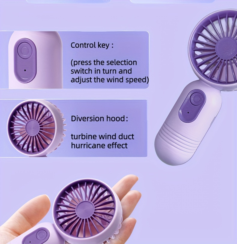 1PC Mini Portable Fan USB Rechargeable 3 Speeds Compact Handheld Fan for Men Women Perfect Companion for Office Outdoor Travel and Camping Adventures details 2