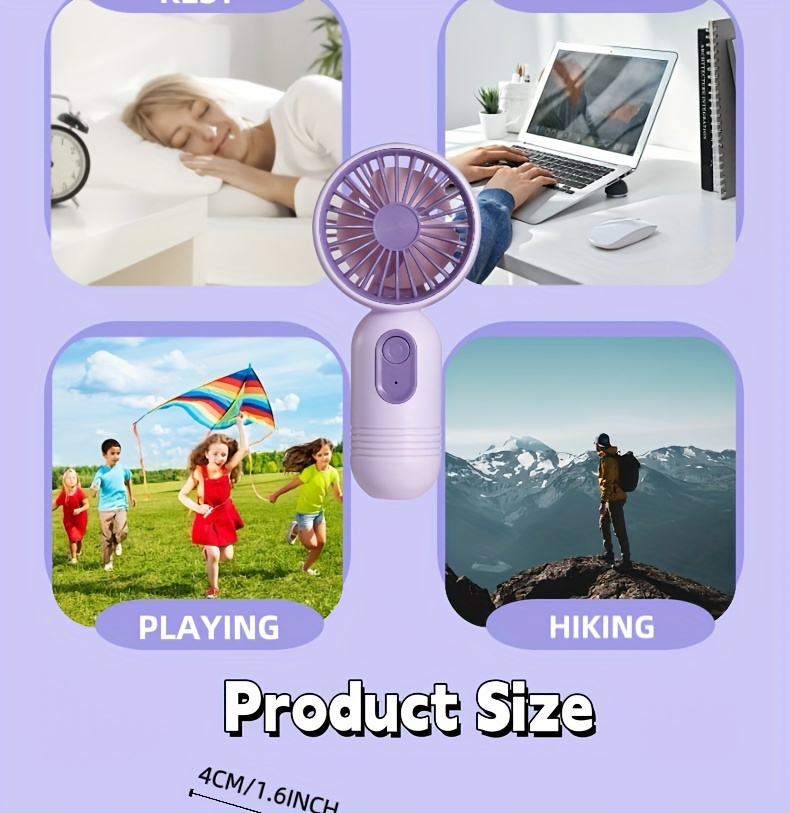 1PC Mini Portable Fan USB Rechargeable 3 Speeds Compact Handheld Fan for Men Women Perfect Companion for Office Outdoor Travel and Camping Adventures details 6