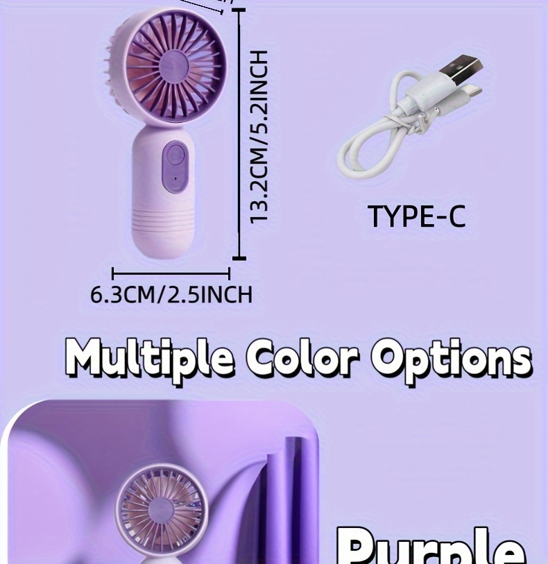 1PC Mini Portable Fan USB Rechargeable 3 Speeds Compact Handheld Fan for Men Women Perfect Companion for Office Outdoor Travel and Camping Adventures details 7