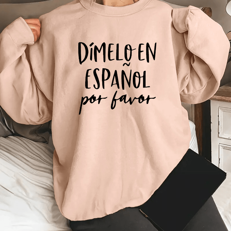 

Spanish Letter Printed Women's Classic Outdoor Sporty Loose-fitting Long Sleeve Casual Sweatshirt