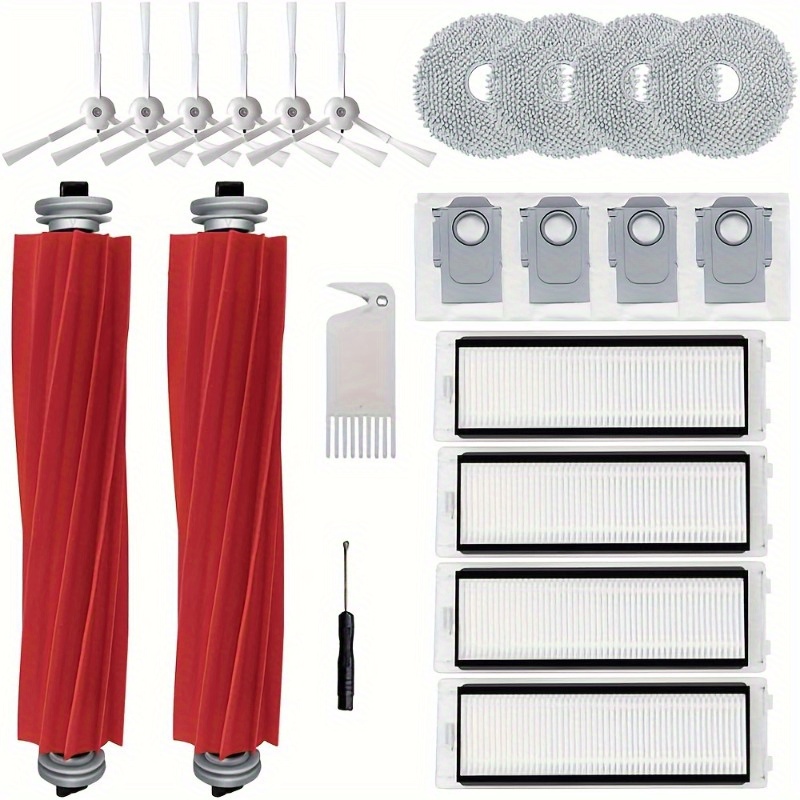 22 Pack Additions For Robot Vacuum Cleaner Replacement Parts 2 Main Brushes 4 Filters 6 Side Brushes 4 Mop Pads 4 Dust Bags 2 Tool