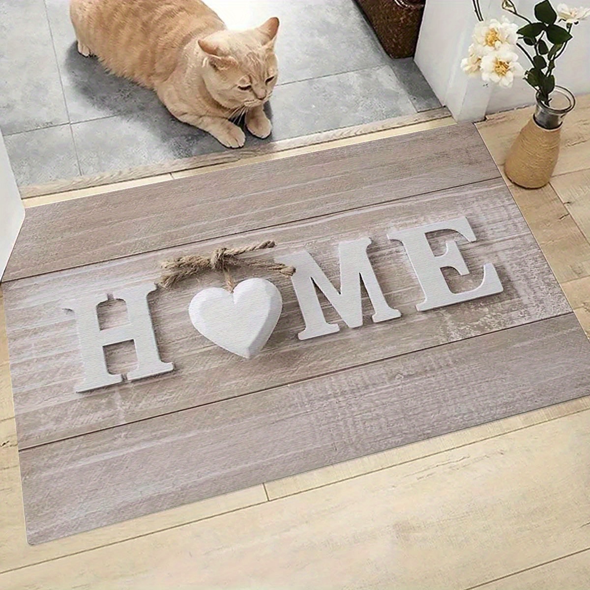 

1pc Letter Pattern Non-slip Door Mat Hallway Kitchen Bathroom Balcony Floor Interior And Exterior Decorative Door Mat