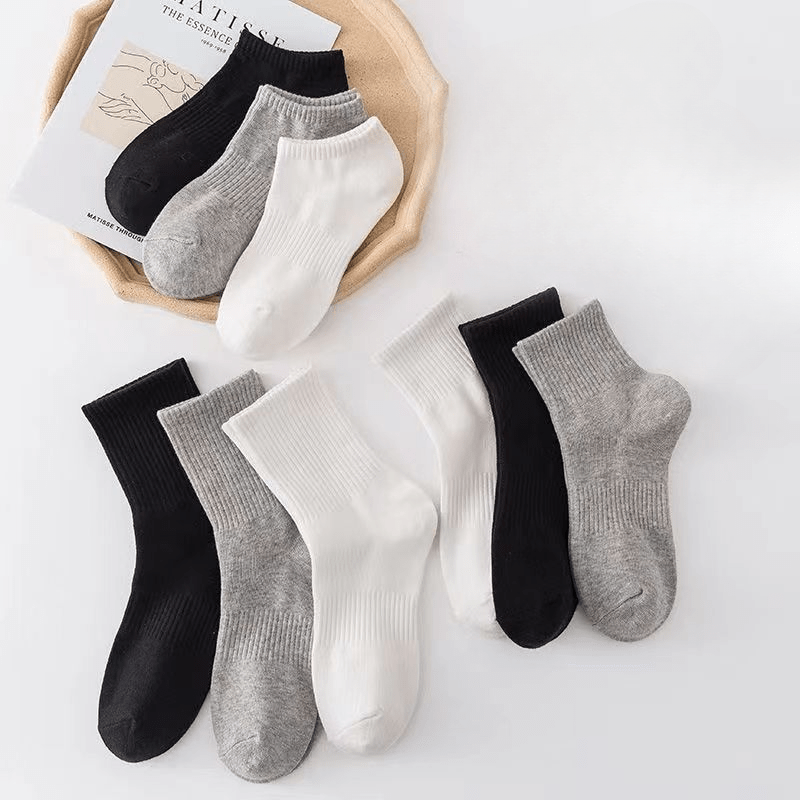 

10 Pairs Simple Solid Mid Tube Socks, All- Comfy & Breathable Socks, Women's Stockings & Hosiery