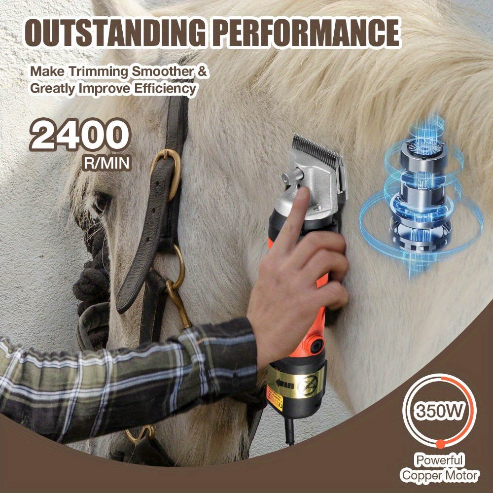 Tondeuse pour Chevaux Sans Fil Professionnelle, 200W & 4000Mah Batterie Cheval de Toilettage Électrique, Machine à Cisailler Ciseaux de Rasage Mules Bovin Cochon Vache Chiens