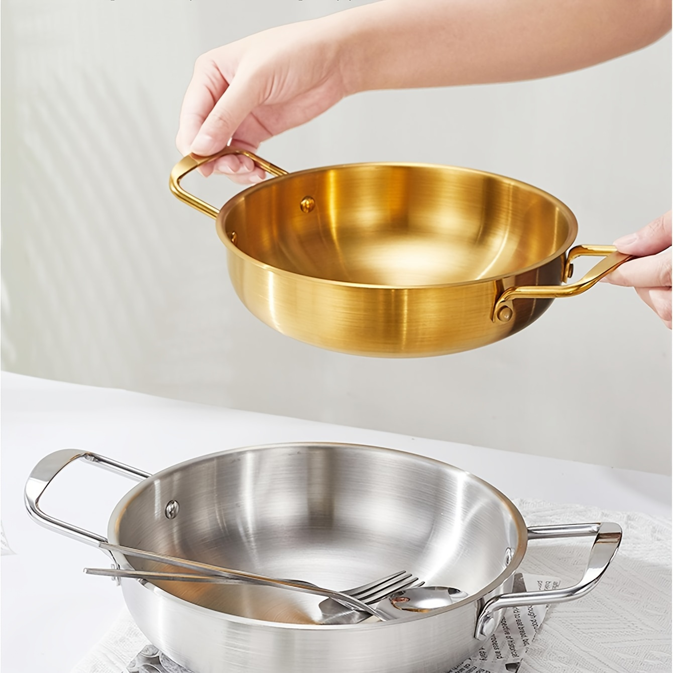 1pc stainless steel golden saucepan non stick ramen noodle pot dishwasher safe cookware for seafood       kitchen essentials details 9