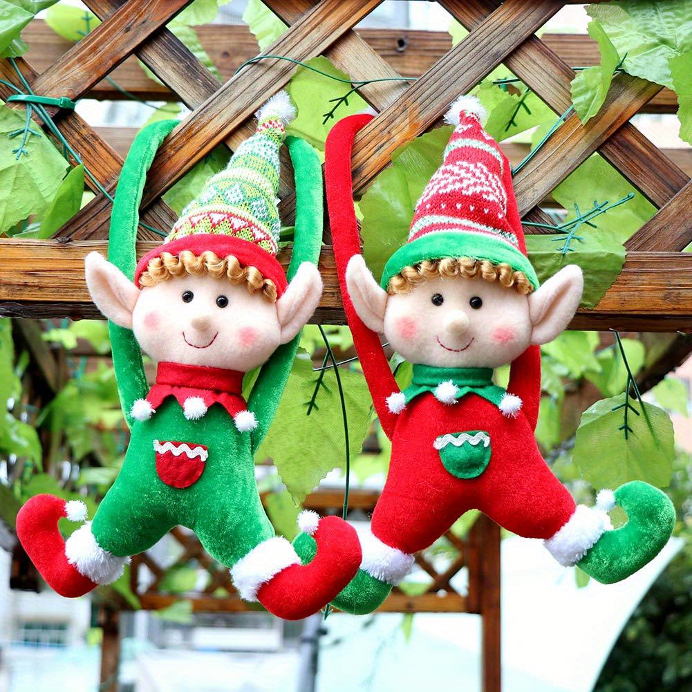 Adorno de Muñeco Elfo de Peluche -  .4 Pulgadas,   para Decoración del Árbol de Navidad,    /Verde, Ideal para Reuniones Familiares y   Festivas, Decoración Navideña 1