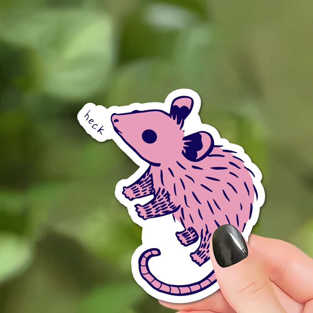 

1pc Cute Opossum Sticker With "heck" Speech Bubble, Waterproof Paper Decal For Phones, Computers, Water Bottles, Humorous Animal Design, Durable And Easy To Apply, Ideal Gift For Family And Friends