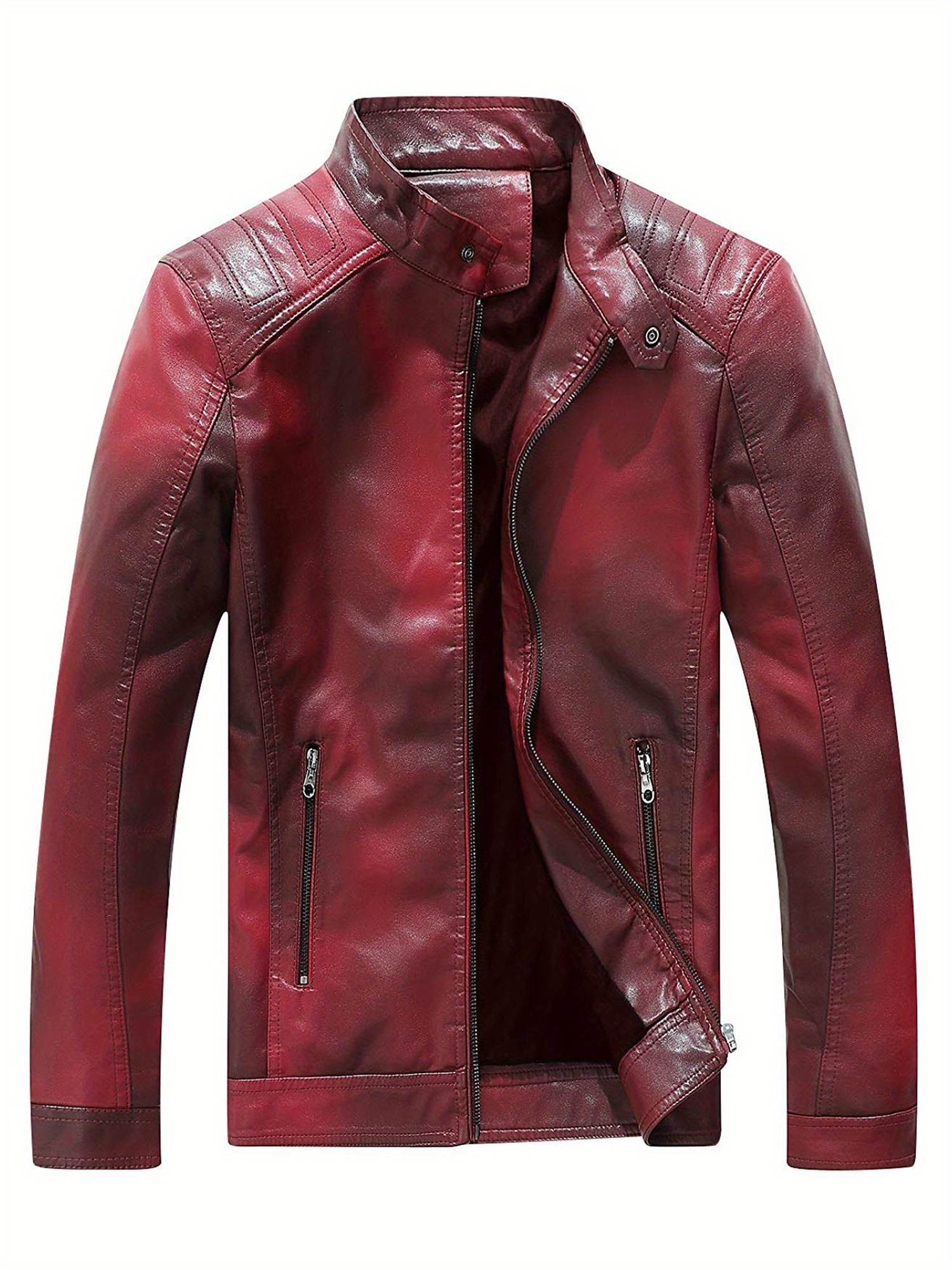 mens fit vintage biker motorcycle jacket full zip stand Temu Canada