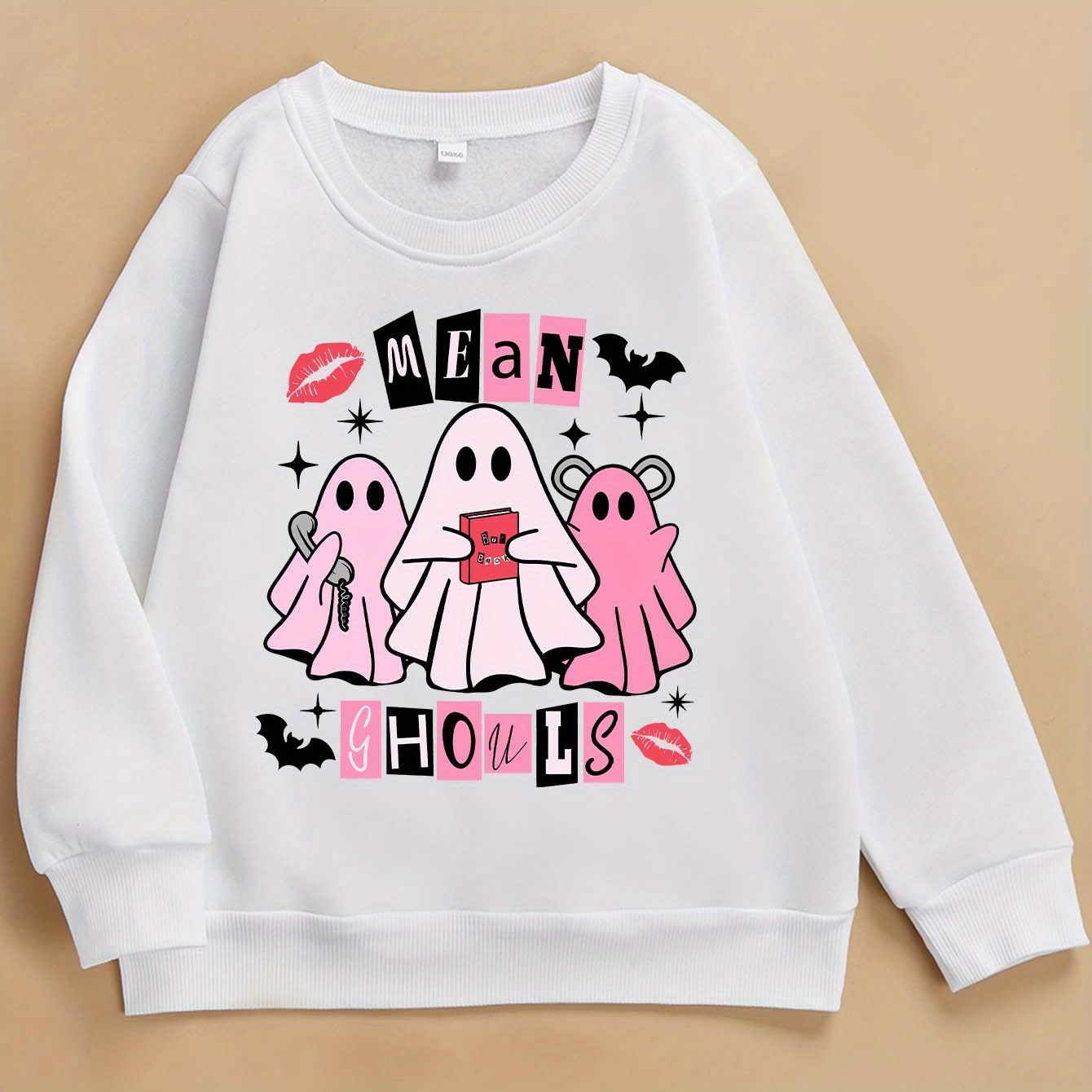 

Print, Girl's Casual Comfy Round Neck Long Sleeve Sweatshirt For Daily And Outdoor