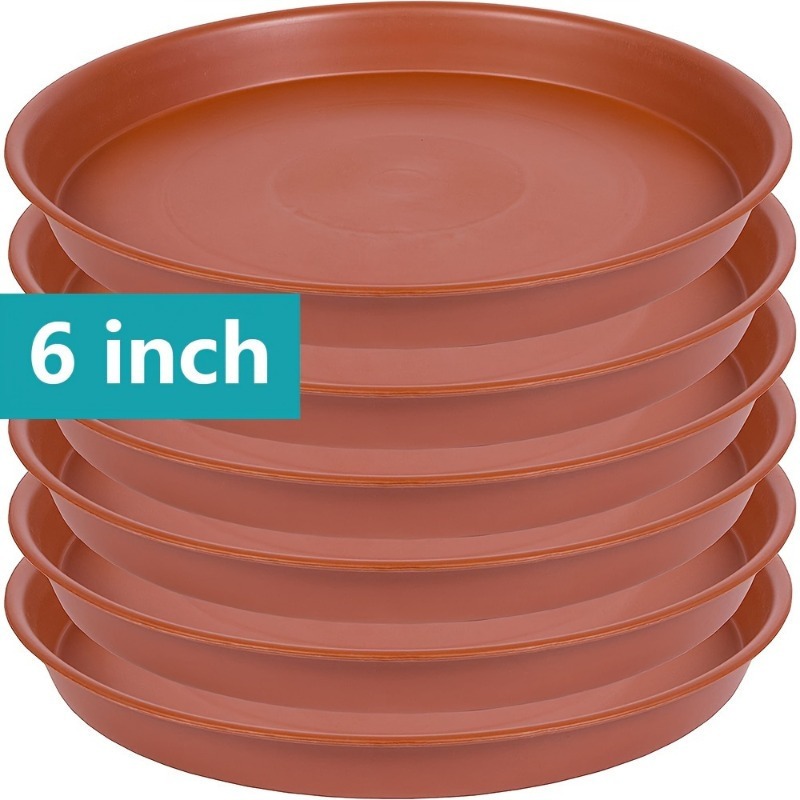 

6-pack Heavy-duty Plastic Plant Saucers, 6 Inch, Round - Waterproof Indoor Potted Plant Tray, Non-slip Base, Terracotta Hue For Flower Pots, Gardening, And Bird Bath Bowls