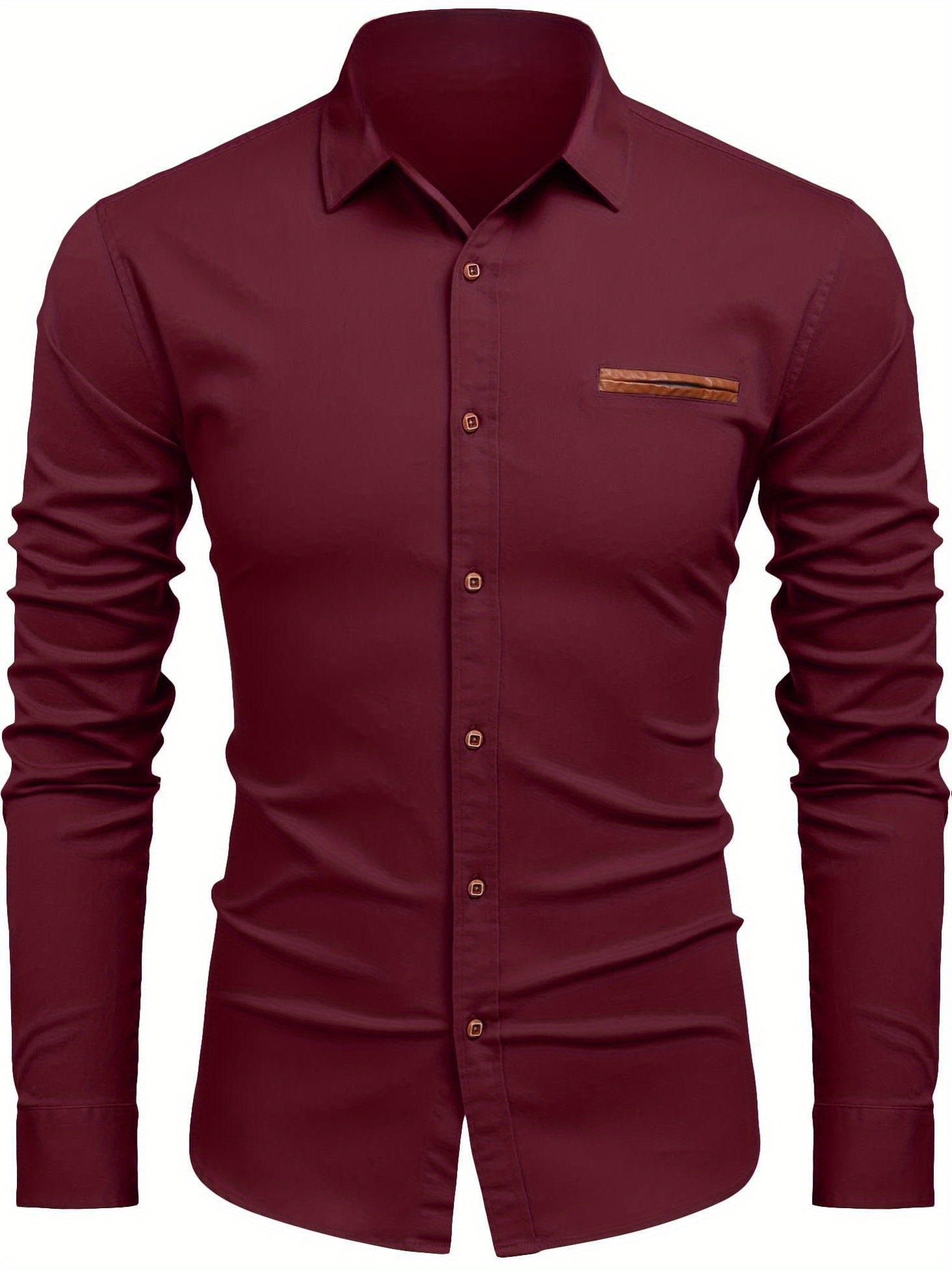 mens casual dress shirt button shirts long sleeve - Temu