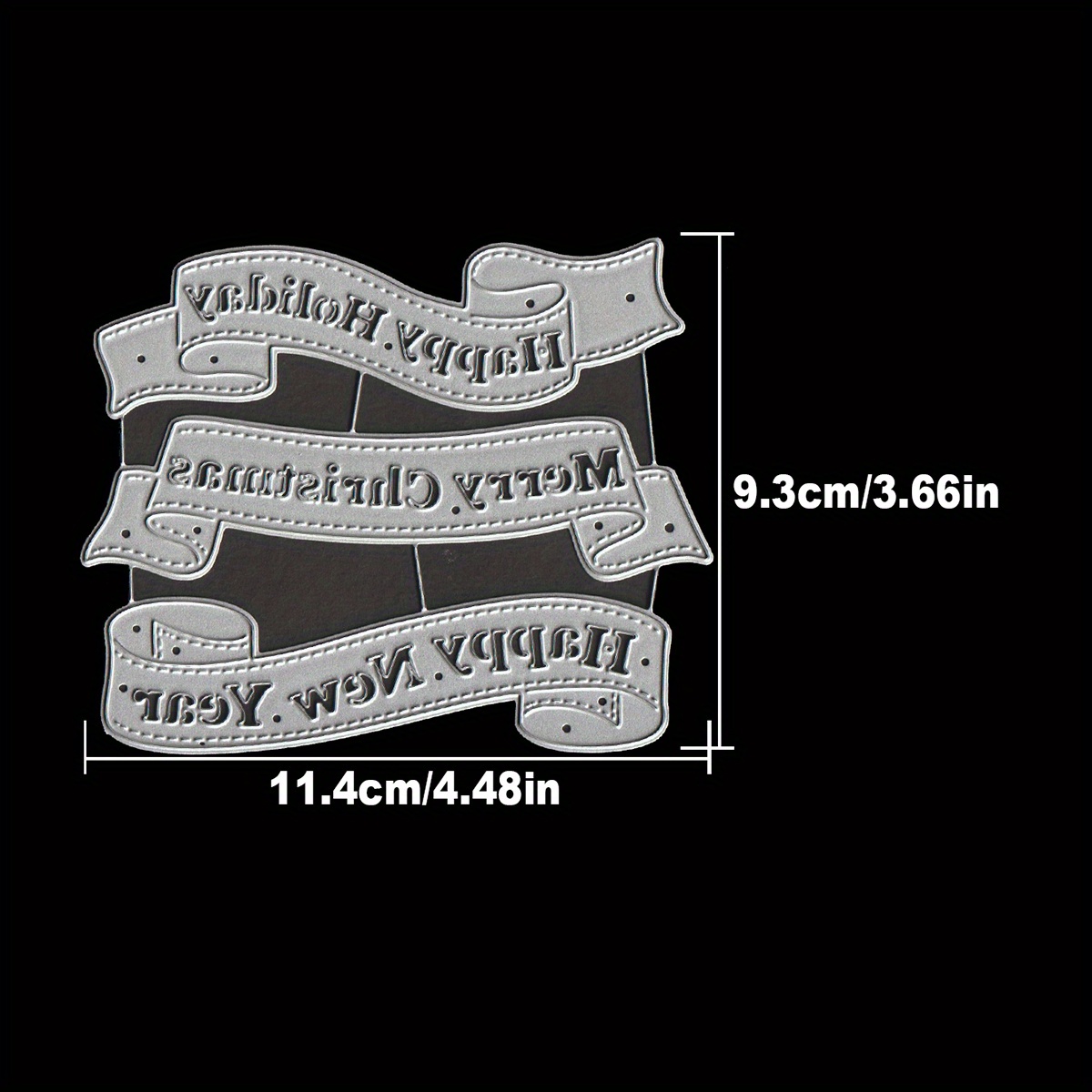 Image of Original Christmas Words Ribbons Banners Merry Christmas Happy New Year Metal Cutting Dies Cut Die Birthday Wedding Decoration Paper Craft Mould Diy Scrapbooking & Stamping Stencils Supplies