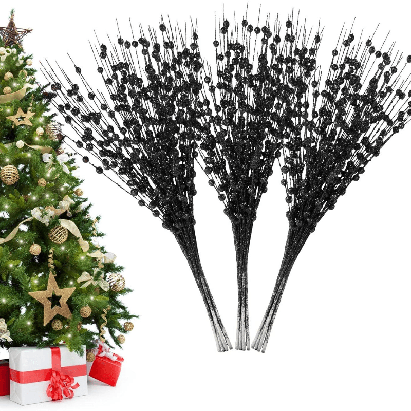 

8pcs Sparkling Berry Stems - Artificial Christmas Decor Picks For Tree, Wreath & Home Decoration