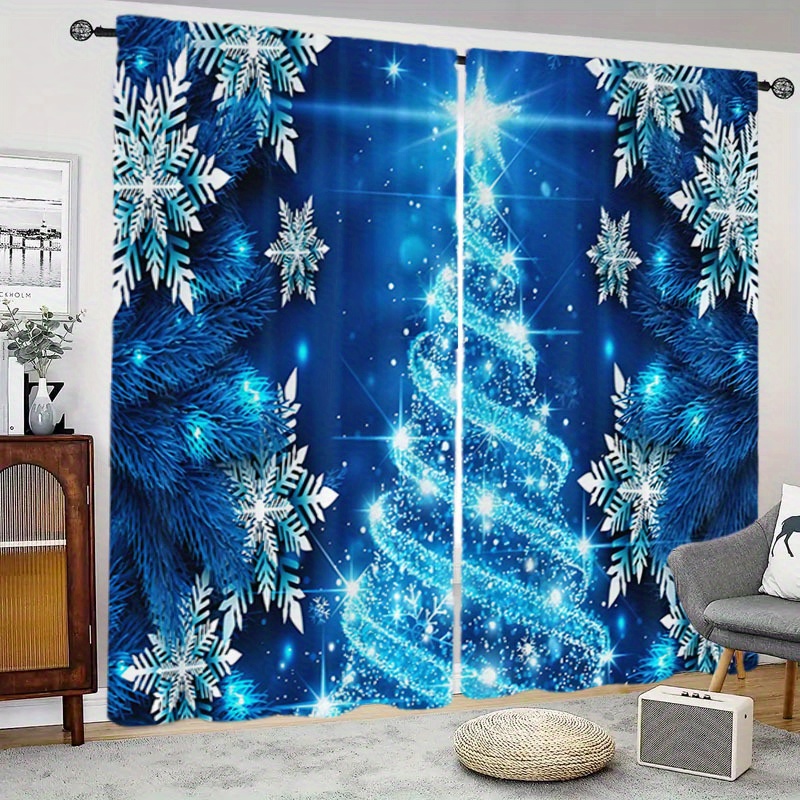 

2pcs Tree Curtains - Rod , & Decorative Panels For , , , And Study - Polyester