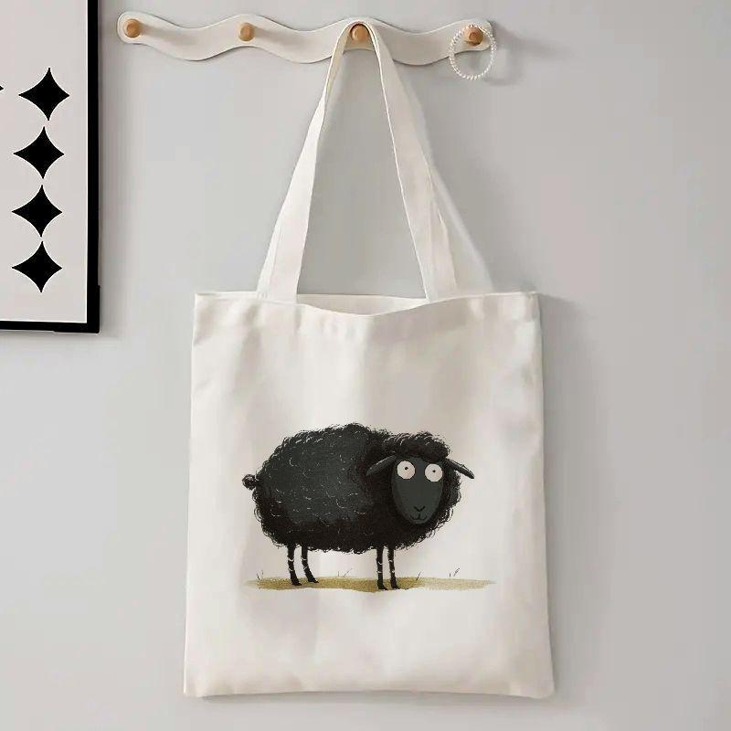 

Black Sheep Print Large Tote Bag: Reinforced Stitching, 100oz Cotton, 15.35" X 39" X 13.8" X 35cm, Perfect For Vacation Or Work