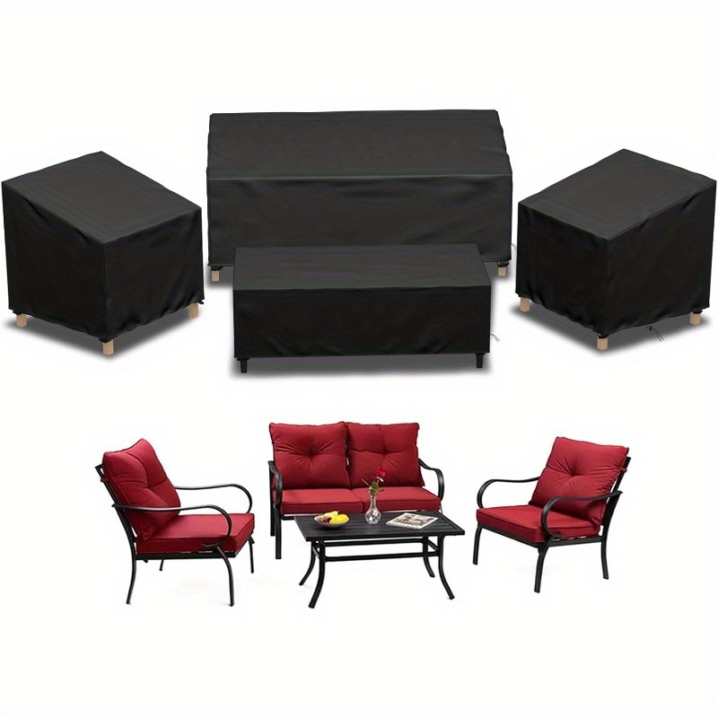 TEMU Famibay Patio Furniture Covers Waterproof, Fit For 4pcs Patio Furniture Set, Outdoor Furniture Cover 420d Pvc Weatherproof Patio Loveseat Covers