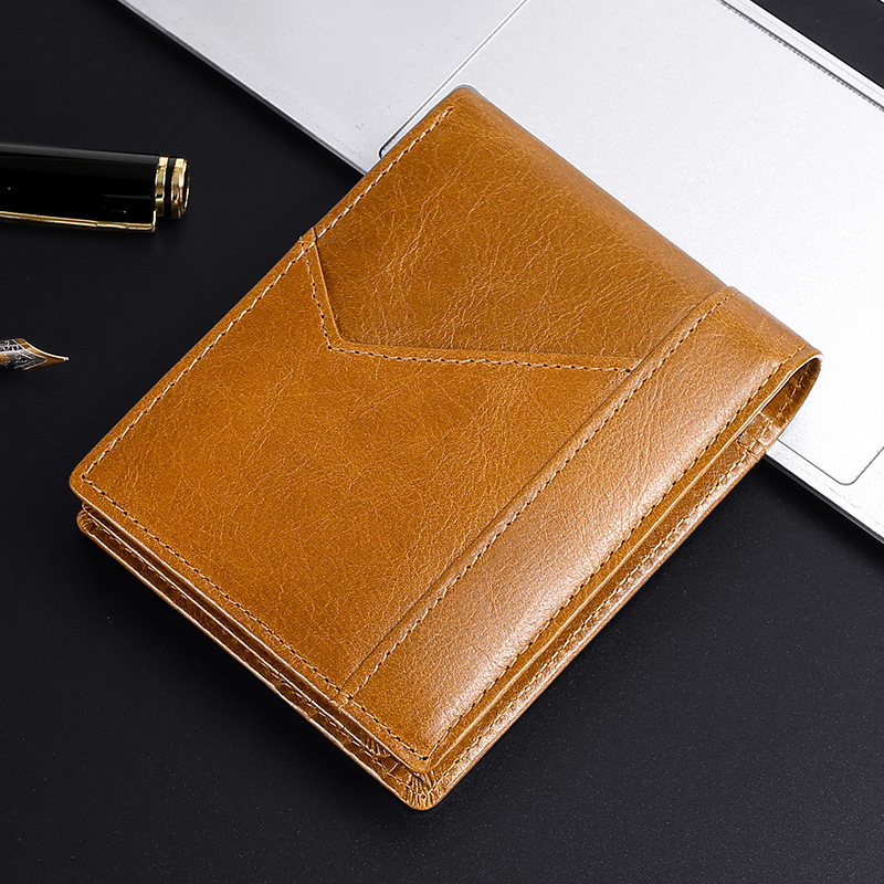 1 pieza de   rfid de gran capacidad para hombre de cuero  ,   rfid antimagnética antirrobo para hombre,   de piel de   con cera de aceite retro. Detalles del producto 7