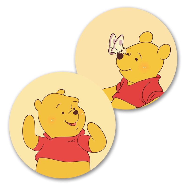 TEMU 2pcs Of Car Coasters Featuring A Cute Cartoon , Winnie The , With Butterflies. Non-slip Acrylic Coasters Are Car Interiors, Kitchen, Home Decor, And Make Great Holiday Gifts.