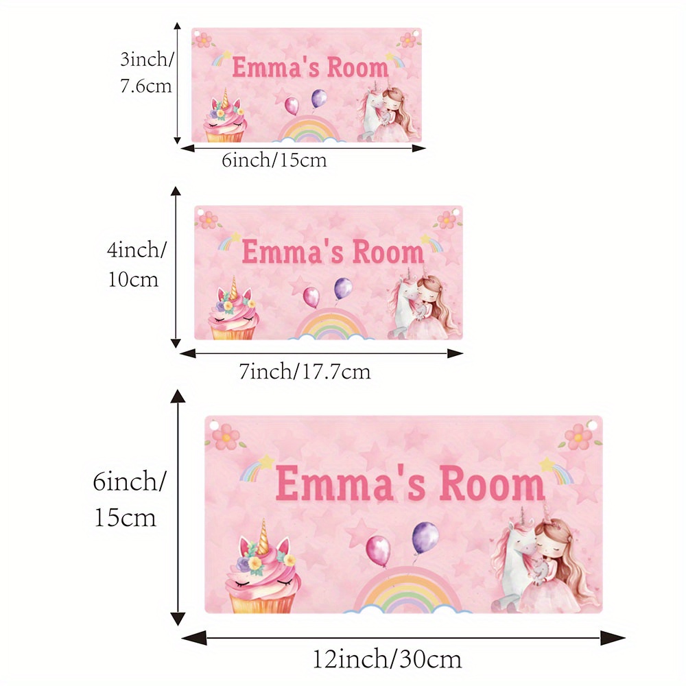 [2d Flat] (custom Item) 1pc Cute Unicorn Custom Name Wall Plaque For Room Decor Cartoon Rainbow Personalized Listing Art Plate Bedroom Decor No Rope