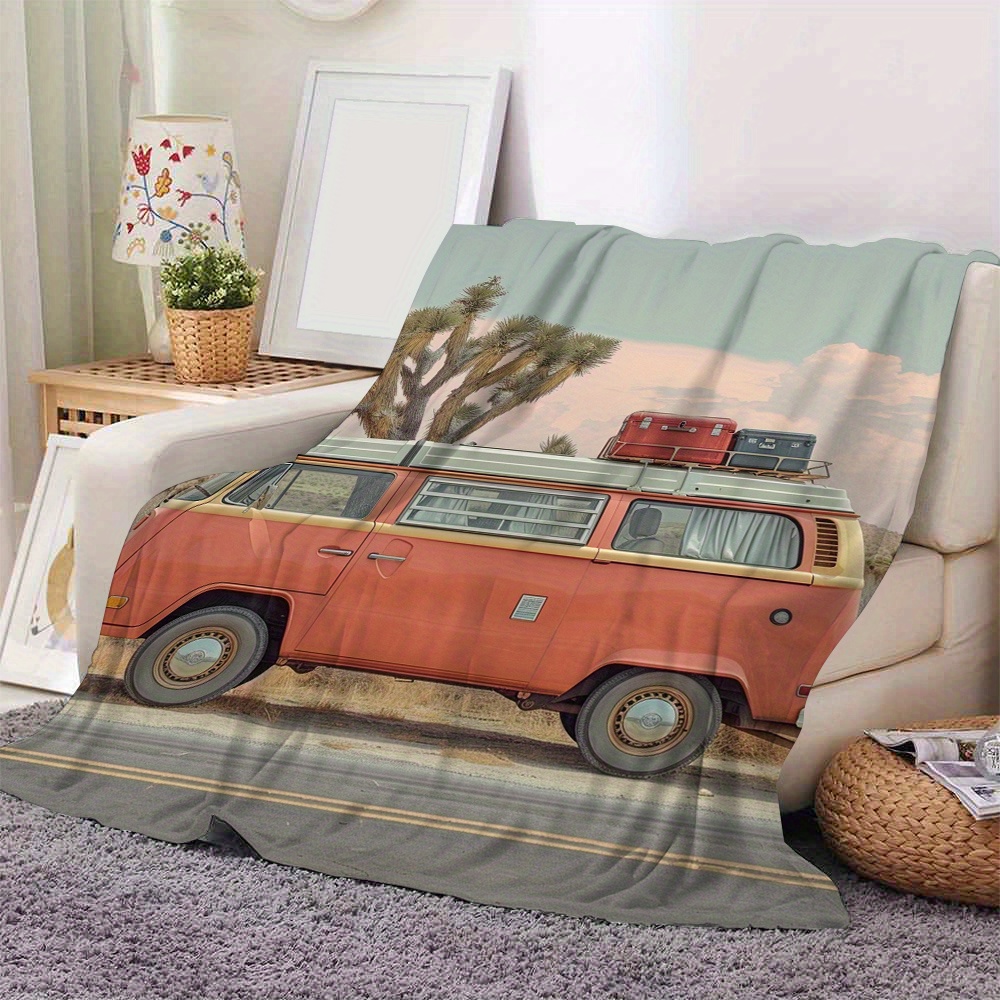 

1pc Flannel Blanket Digital Printing Sofa Throw Blanket Air Conditioning Blanket Lunch Blanket Double-sided Gift Blanket