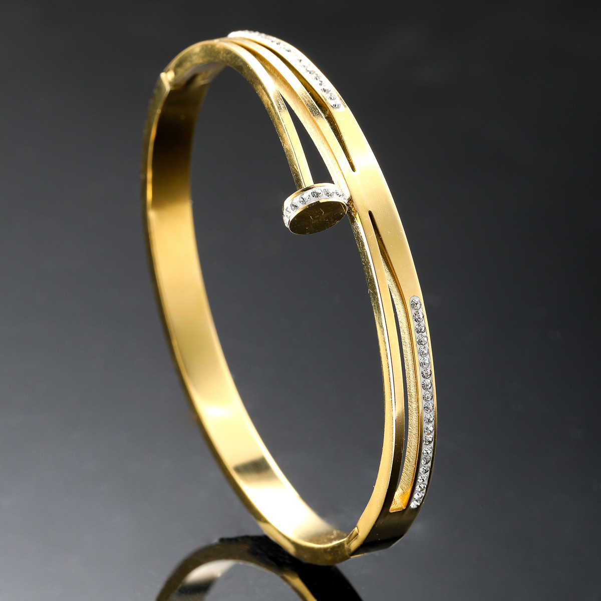 Image of 1pc Of Women's Fashion Stainless Steel Nail Geometric Bracelet Irregular Design Suitable For Daily Versatile Gift