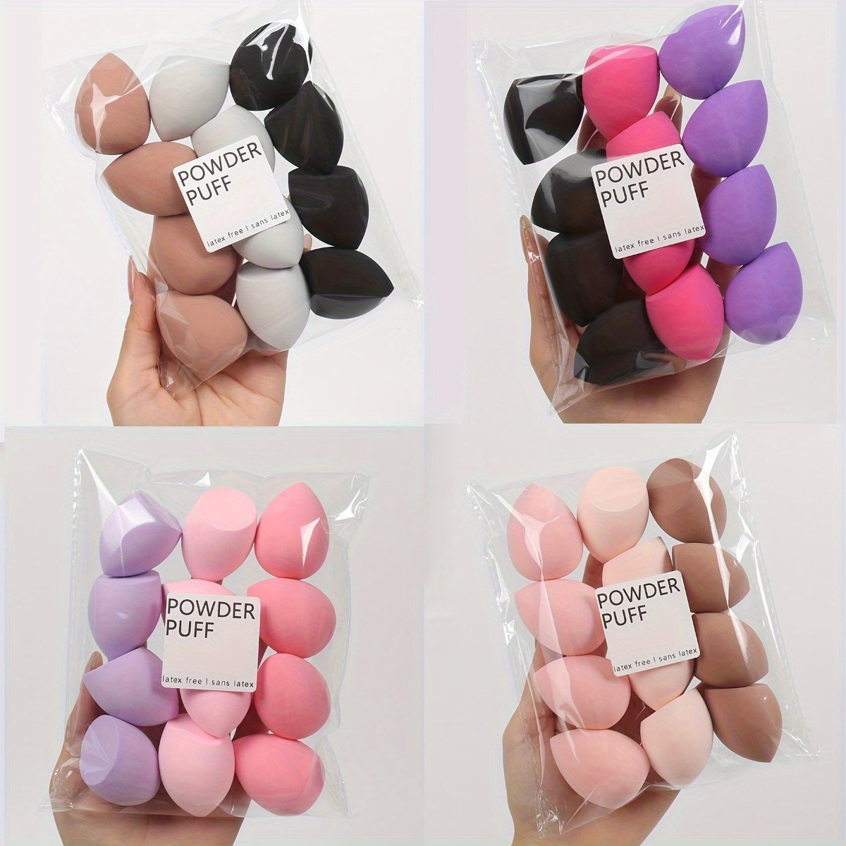 

12pcs -free, Water-absorbent Polyurethane Makeup Sponges - Suitable For Liquid, Cream, And Powder Foundations - In Multiple Colors