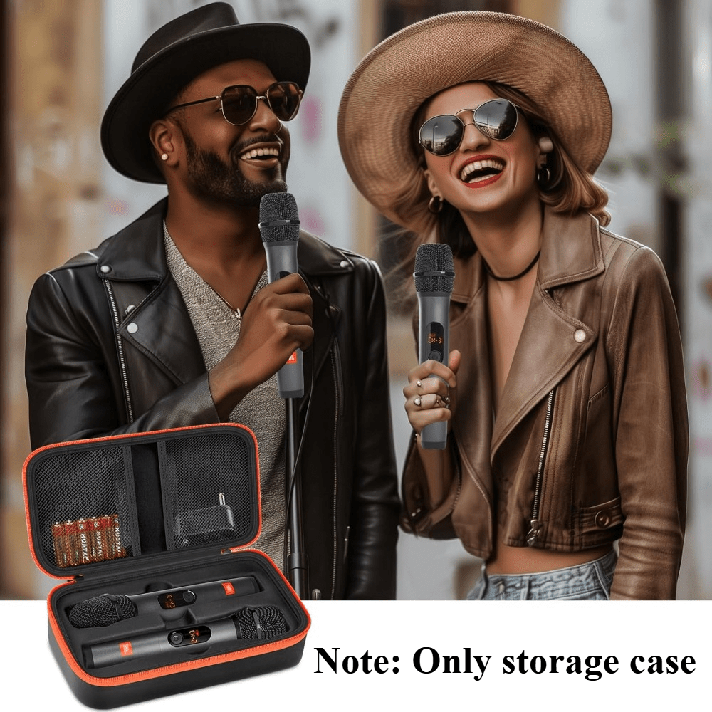 

Durable Vinyl Black Wireless Microphone Carrying Case - Fits Dual Handheld Mics & Accessories, Ideal For Singing Or Karaoke (box Only)