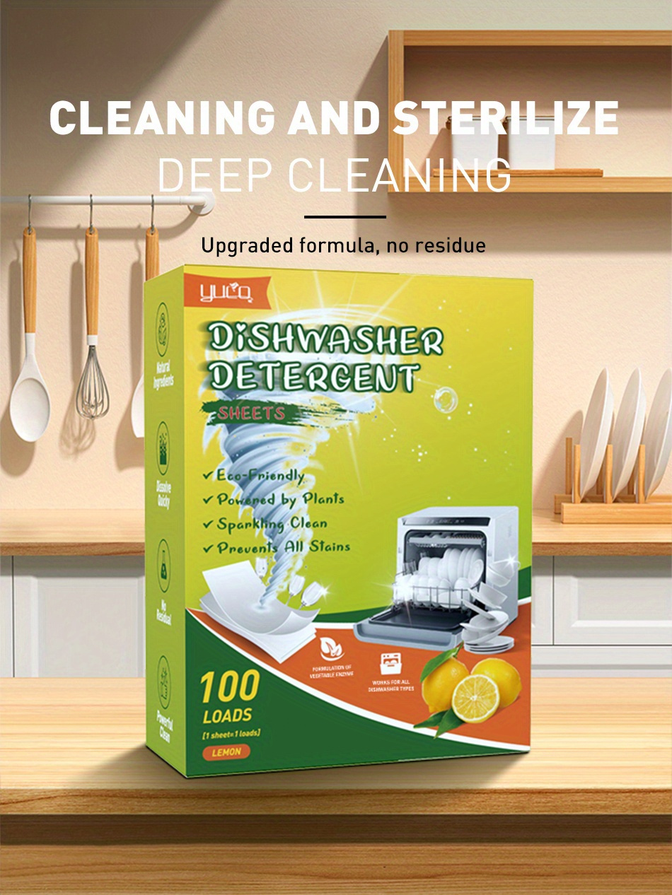 100  lemon scent dishwashing tablets cleaner quickly dissolves oil stains washing and cleaning powerful oil removal and brightening   without hurting hands suitable for hand washing and dishwasher use details 0