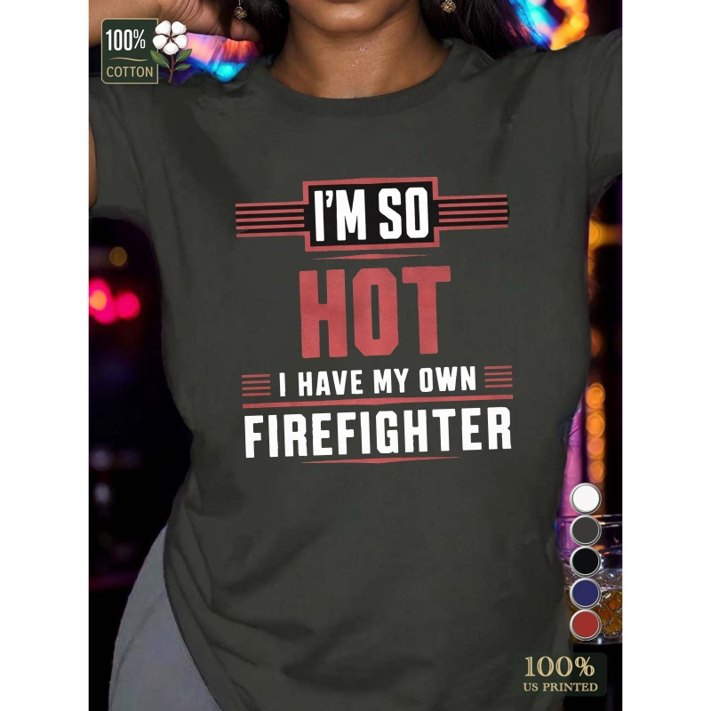 

Firefighter Bold Typography Illustration Pure Cotton Women's Tshirt Comfort Fit