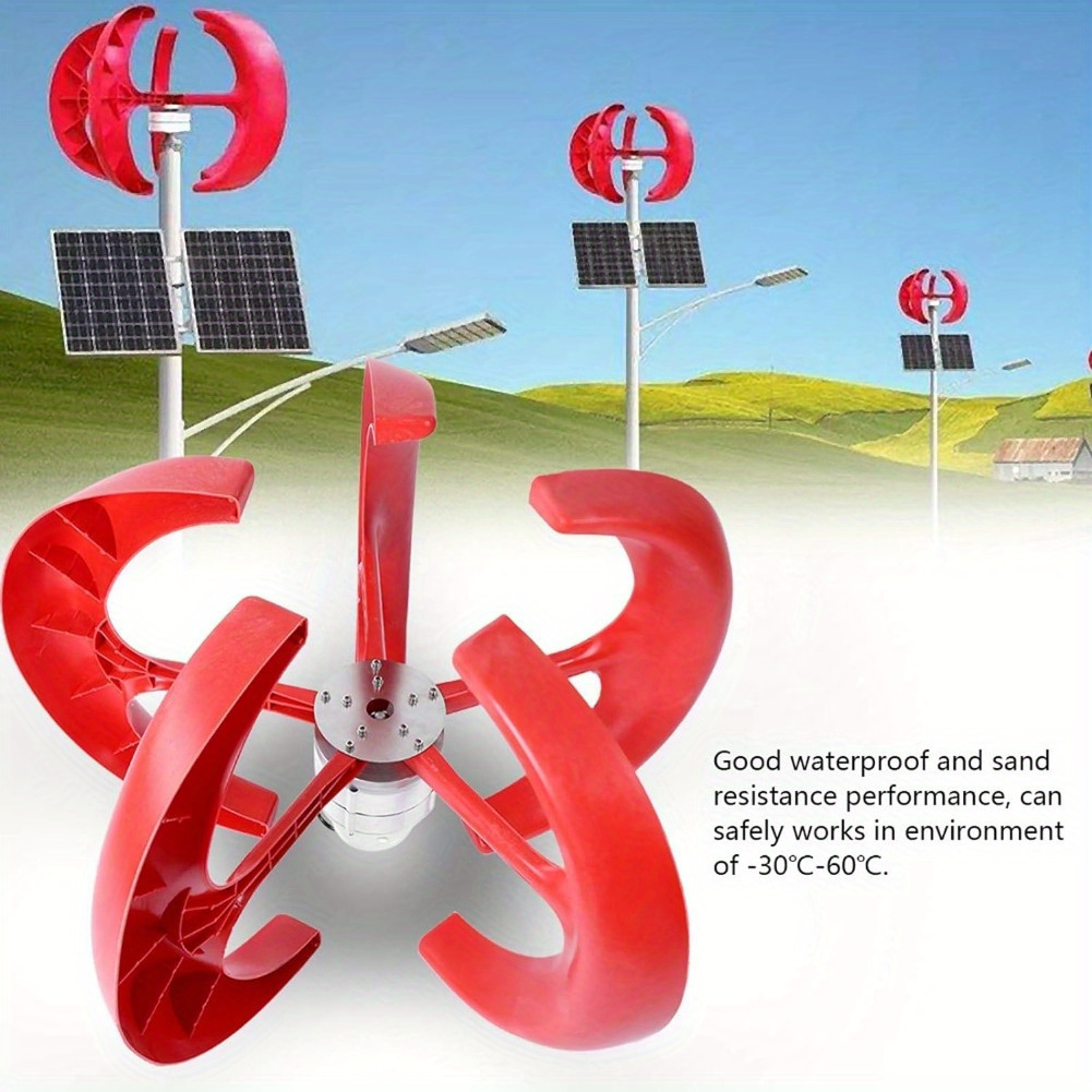 

Wind Generator, 600w Dc12v 5 Blade Wind Turbine Generator Set Vertical Wind Turbine Kit For Electricity Equipment (red)