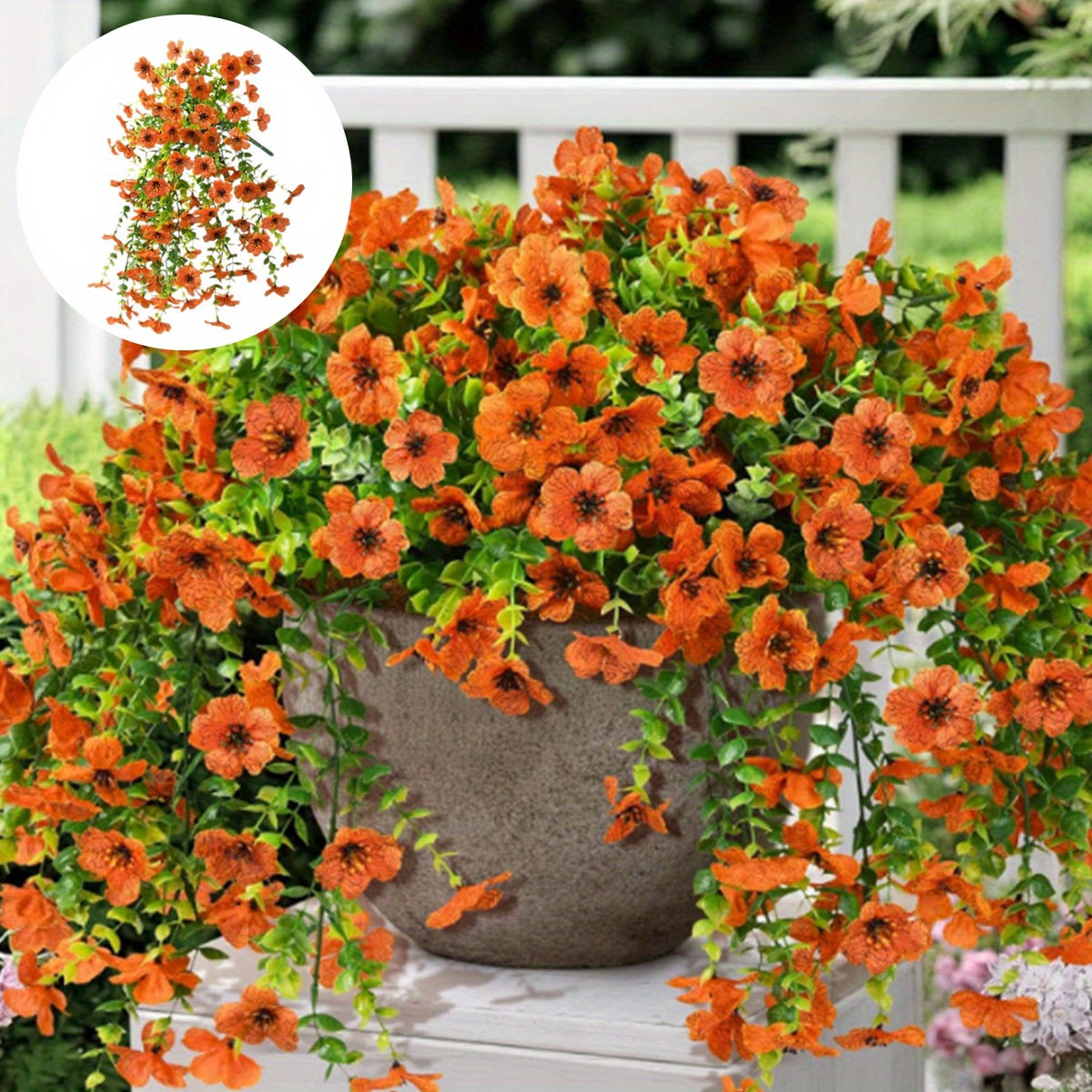 

2pcs Artificial Wall Hanging Rattan Autumn Fake Hanging Flowers Orange Faux Plants Ornament For Holiday Outdoor Indoor Home Porch Window Yard Fall Decor