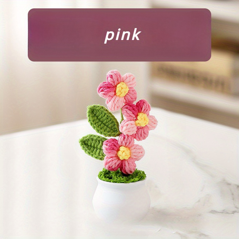 TEMU Planta de falsa tejida a - Encantador de mesa de ganchillo, ideal para la decoración del hogar y de fiestas, ramo de ganchillo