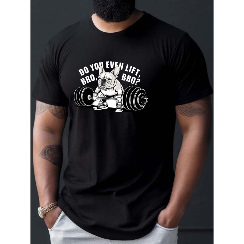 

T-shirt imprimé French Bulldog Deadlift : T-shirt décontracté à manches courtes pour hommes, parfait pour les entraînements d'été.