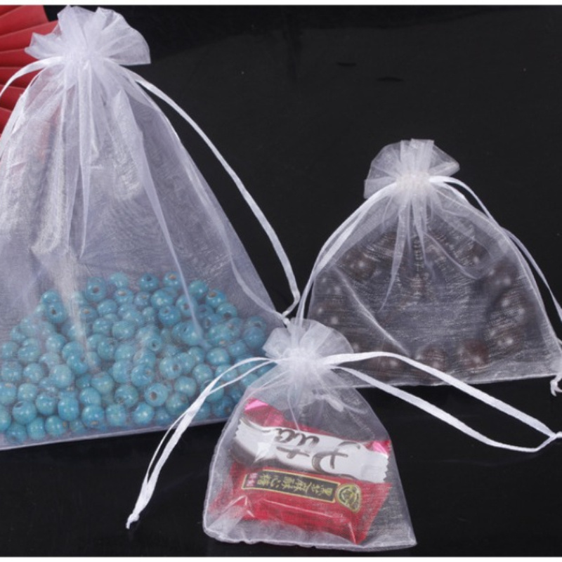 X 10 Sachets Pochettes Cadeau Organza Noir Motif Cœur Doré 9,5 X 11,5