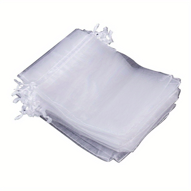 E-shop Geschenk für Sie/Ihn 50 Stück Solide Transparente Organza Beutel Kordelzug Geschenktüten Schmuckverpackung Netzbeutel Filterbeutel