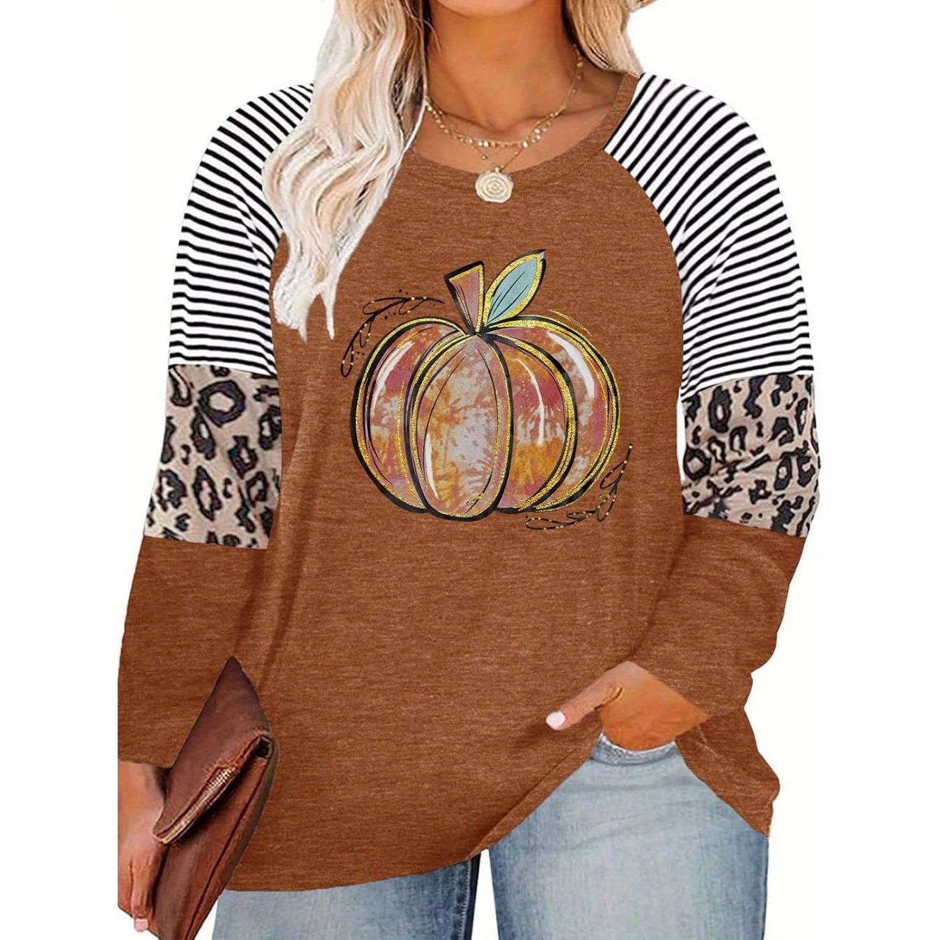 

Plus Size Vacation Pumpkin Shirts Women Thanksgiving Fall Shirt 2024