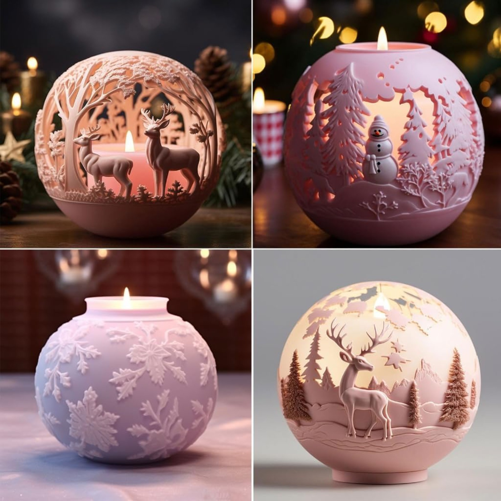 

4pcs Christmas Ball Aroma Candle Silicone Mould, Diy Christmas Tree Orb Diffuser Stone Mould, Aroma Candle Silicone Mold For Soap Soy Wax Epoxy Resin, Decoration Kitchen Accessories Creative Gift