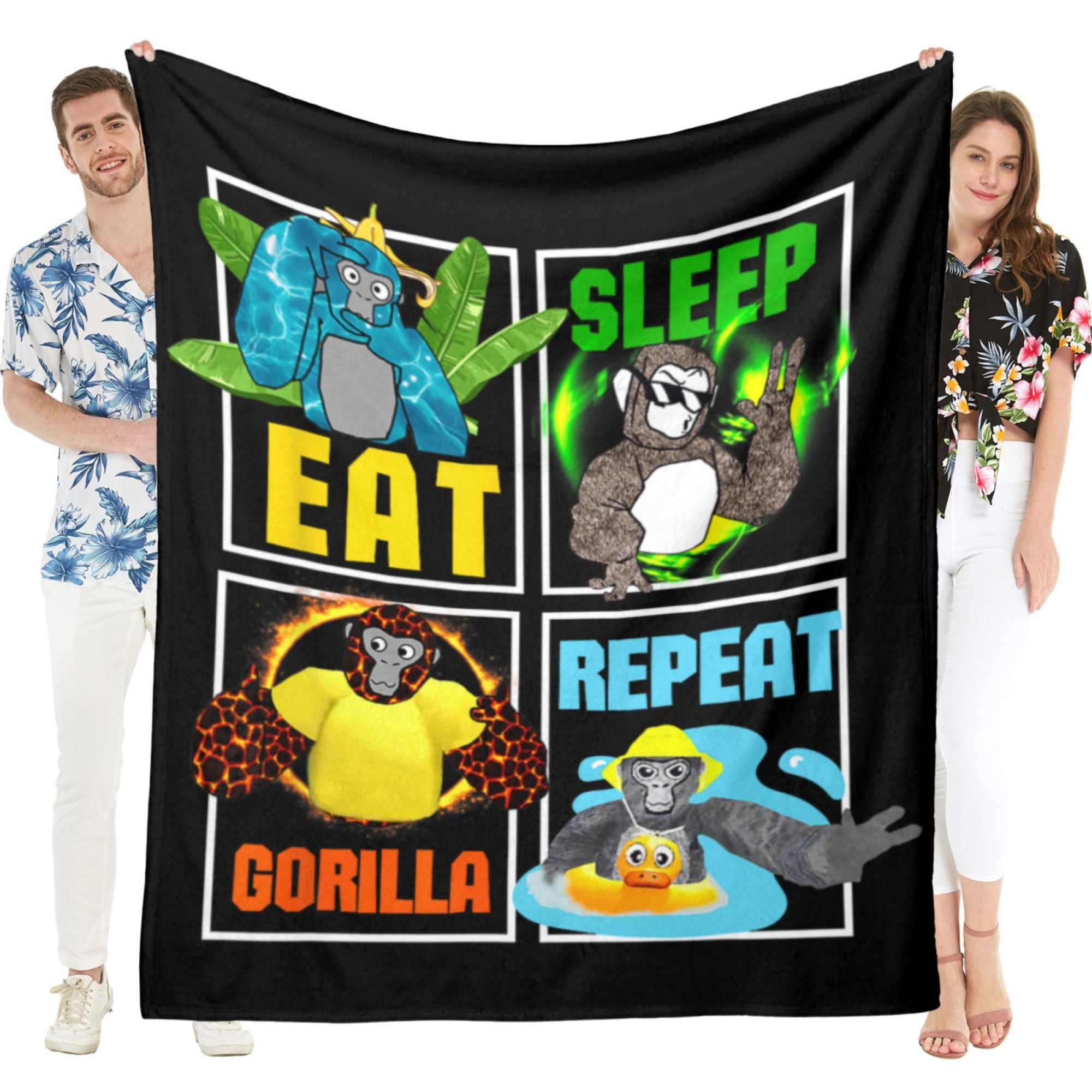 

Flannel Blanket, Soft And Comfortable, Suitable For Home Sofa, Bedroom And Living Room Decoration, Also Can Be Used For Travelling Picnic-gorilla Monkey Game Eat Sleep