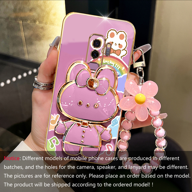 TEMU Phone Case - S9 Plus Rabbit Holder Flower Bracelet Plated Phone Case For S9 Cover