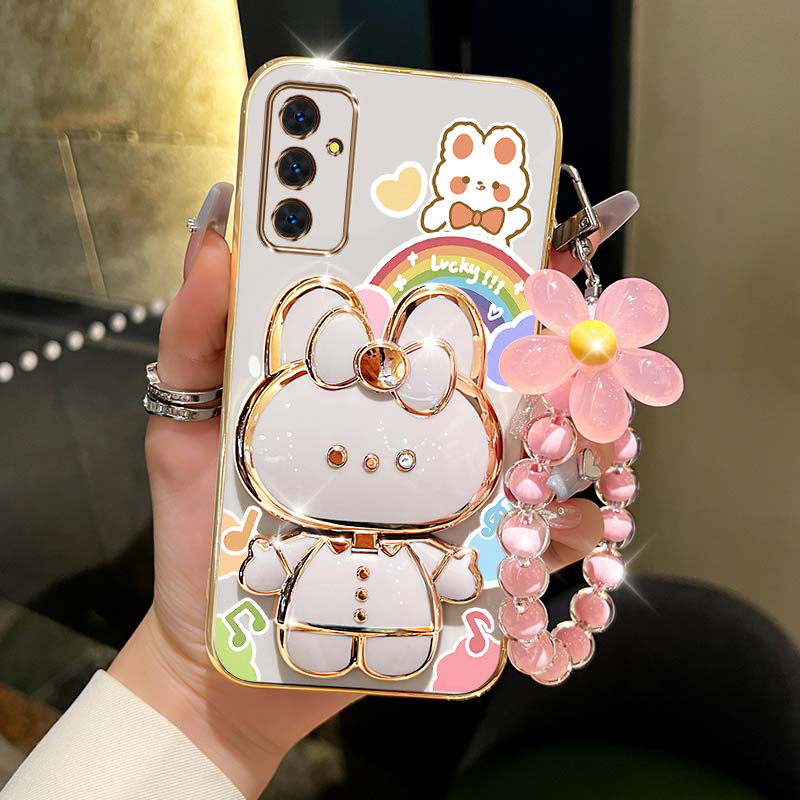 

M23 Holder Flower Bracelet Plating Phone Case For Samsung M23 Soft Cover