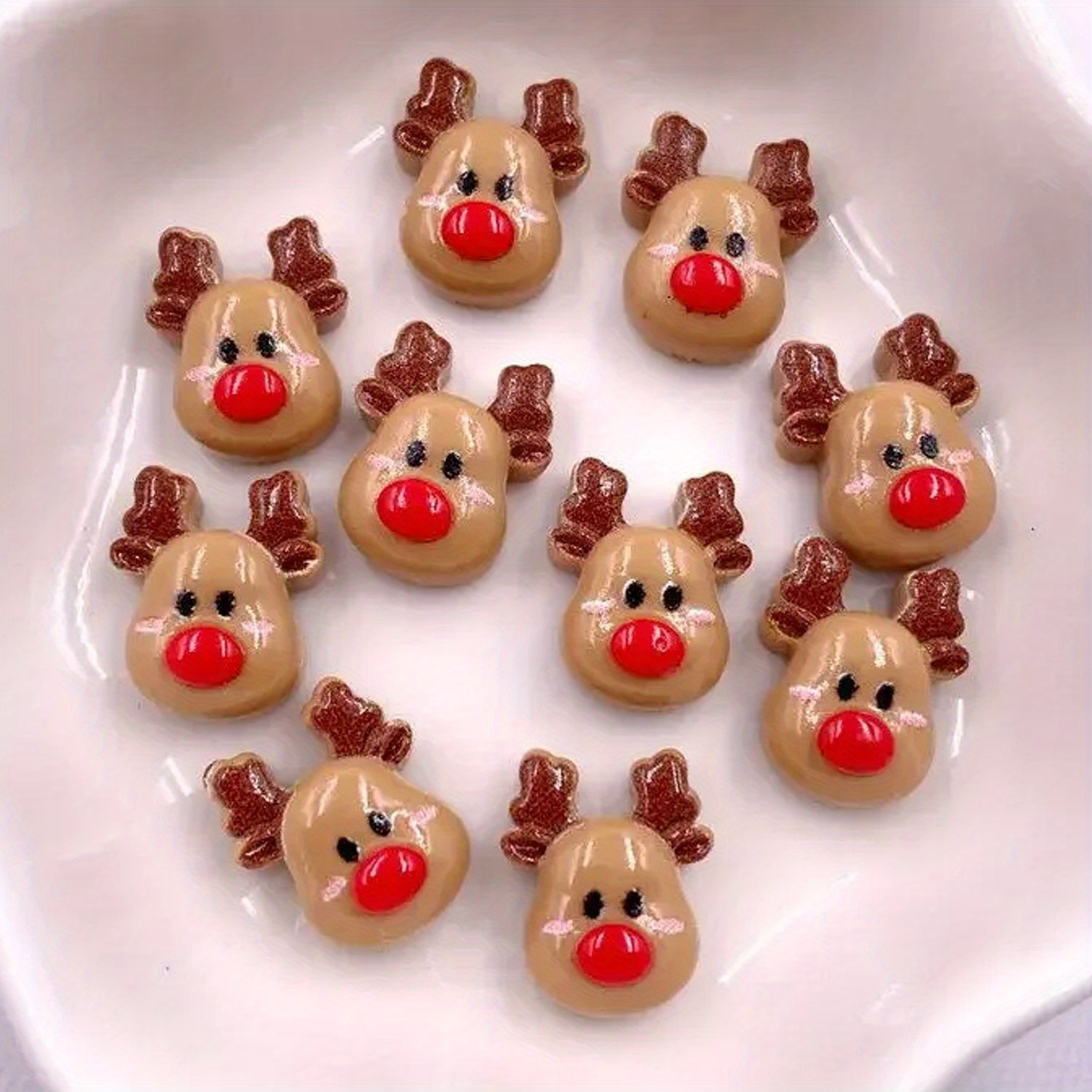 

10/30pcs Reindeer Resin Cabochons - Diy Flat Back Charms For Scrapbooking, Crafts & Wedding Decor, Non-metallic, Resin Material, Suitable For 14+