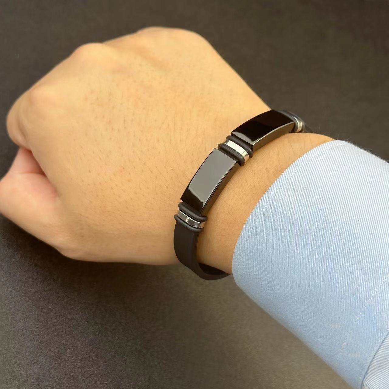 Men's Adjustable Cuff Bracelet with Gunmetal Plating