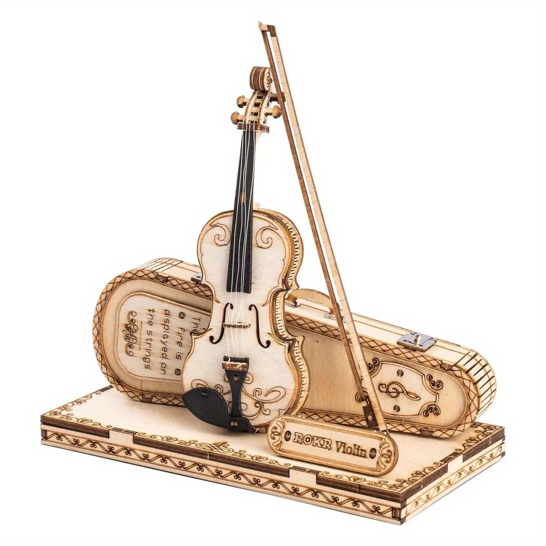Image of Robotime Rokr Violin Capriccio Model 3d Wooden Puzzle Easy Assembly Kits Musical Gifts Building Blocks Tg604k