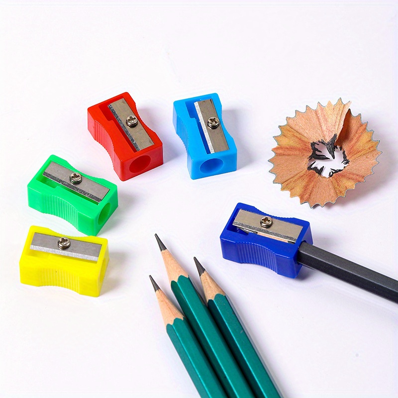 30 pack mini manual pencil sharpeners handheld assorted colors suitable 14 non electric durable plastic construction details 2
